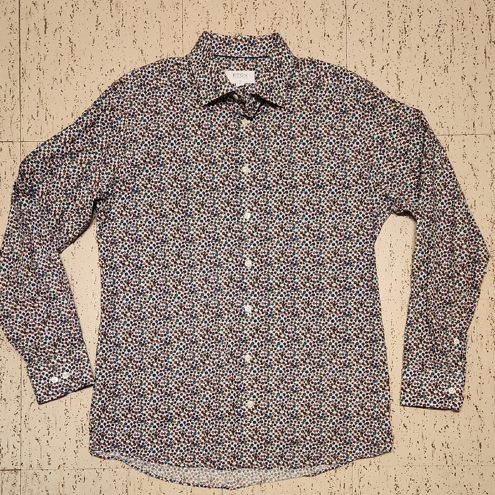 Eton Multi Color Floral Long Sleeve Button Down Casual Dress Shirt